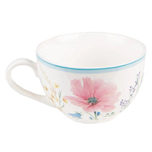 Afbeelding in Gallery-weergave laden, Kop en Schotel 230 ml Wit Roze Porselein Bloemen Servies
