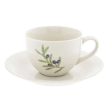 Afbeelding in Gallery-weergave laden, Kop en Schotel 200 ml Beige Blauw Keramiek Olijftak Servies
