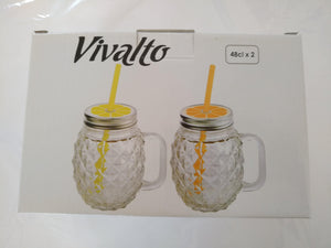 Bestel Summer fruit ice tea cup with straw and lid (Set of 2 cups) online bij Earl Orange.com